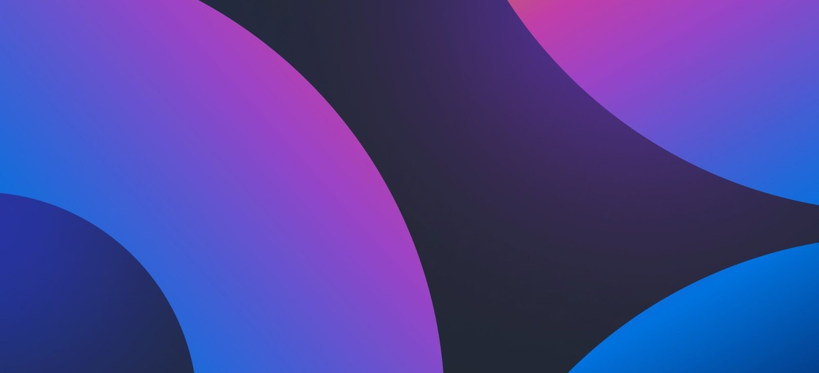 Sweeping blue and magenta gradient arcs on a dark background