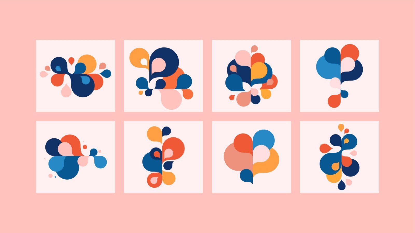 Eight droplet pattern explorations on coral