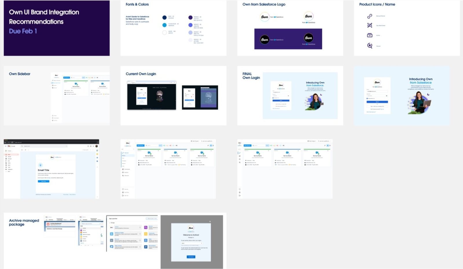 Grid of Own UI brand integration recommendation slides