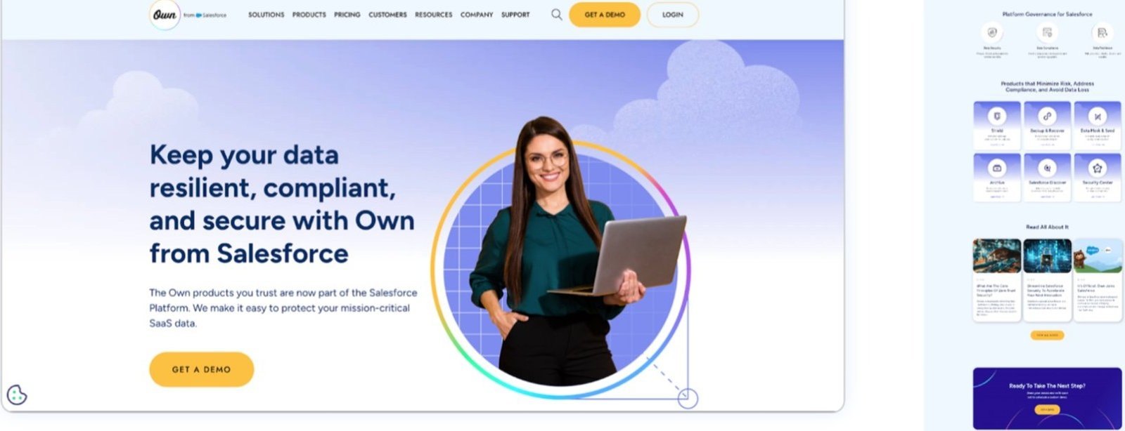 Updated owndata.com homepage with mobile views